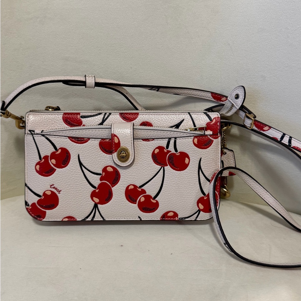 Coach White Cherry-Print Crossbody Wallet